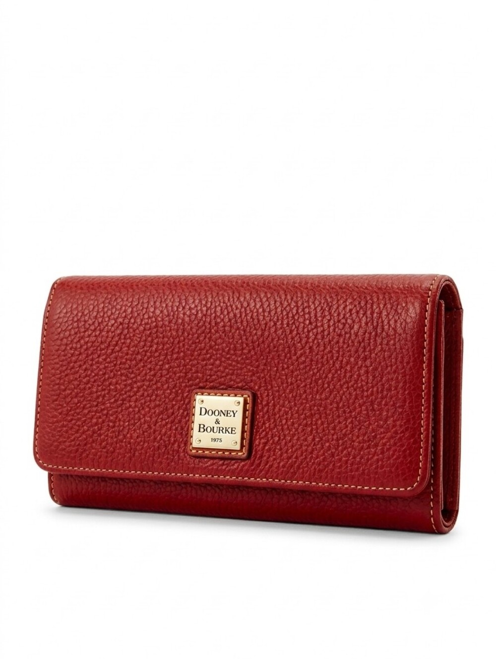 Dooney & Bourke Red Maroon Pebbled Leather Fold-Over Wallet